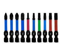 Meccion Juego de 10 Puntas Atornillador Torx y Pozidriv PZ1 PZ2 PZ3 T10 T15 T20 T25 T30, Bit Destornillador Imantadas Impacto, Longitud 50mm y Vástago Hexagonal de 1/4"