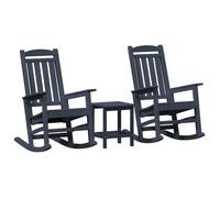 Mecedora 3 Pcs Azul Marino Polietileno Vidaxl
