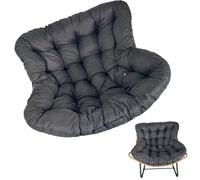 Mecedora acolchada para exteriores con cojín, de gran tamaño, para interiores y exteriores, mimbre de ratán, reclinable, suave, para cesta colgante de huevos, color gris oscuro, 125 x 115 cm