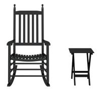 Mecedora de madera de álamo con mesa plegable negra para terraza | Respaldo ergonómico, tablero sólido, revestimiento resistente al agua, para interior y exterior, capacidad de carga de hasta