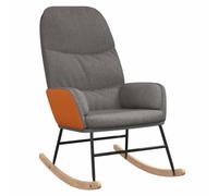 Mecedora de Tela Gris Claro con Reposabrazos y Cuero Sintético | Tapizado mixto, acolchado grueso, estructura estable, diseño contemporáneo, uso en sala o dormitorio