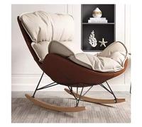 Mecedora Moderna de Mediados de Siglo con Asiento Acolchado tapizado de Tela, cómoda Silla Lateral Mecedora Mecedora para Sala de Estar, Dormitorio, Oficina (Color: Caqui)