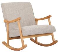 CLP Sillón Mecedora Morelia Tapizada En Tela & con Base De Madera I Silla Relax Cómoda, Acolchada & con Diseño Clásico, Color:Crema