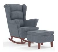 vidaXL Mecedora orejera de terciopelo gris oscuro y madera maciza