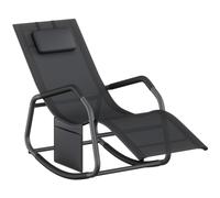Mecedora Silla Tumbona con Cojín Ajustable Negro Tinta