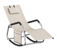 Mecedora Silla Tumbona con Dispositivo de Fijación Cojín Ajustable Beige