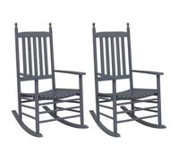 Mecedoras Con Asiento Curvo 2 Uds Madera Álamo Maciza Gris Vidaxl