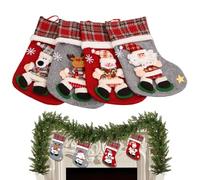 Medias Navideñas Tradicionales | Contenedor 3D de Papá Noel y Muñeco de Nieve - Kit de 4 Calcetines Navideños de,Para Dulces Chocolate Fiesta Año Nuevo Sala Chimenea
