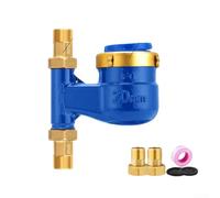 Medidor de agua vertical de cobre, medidor de flujo de conexión de cobre con tamaños DN15 DN20 DN25, contador de agua fría de alta precisión para el hogar, alquiler y comercial (DN20)