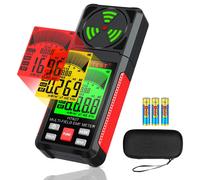 Medidor de campos electromagnéticos 3 en 1, detector de campo portátil, color rojo, pantalla LCD