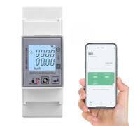 Medidor de consumo electrico wifi contador electrico corriente bidireccional para carril DIN 80A Medición de tensión/corriente/potencia/factor de potencia, pantalla LCD, 1000 impulsos/kWh.