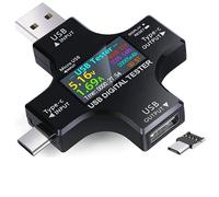 Medidor de Corriente USB 2 en 1, Multímetro Digital, Medidor de Corriente Electricidad, Voltímetro, Voltaje, Corriente, Probador Detector de Capacidad de Potencia