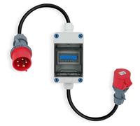 Medidor de energía digital móvil, trifásico, 400V, con enchufe CEE 16A, protección IP55 (resistente al agua)