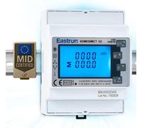 Medidor de energía trifásico con conexión mediante transformadores de corriente (CT), montable en riel DIN, compatible con MID y con monitorización de energía solar - 3P4W/3P3W/1P2W