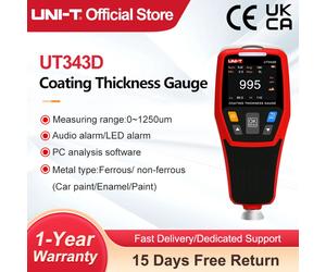 Medidor de Espesor de Revestimiento UNI-T UT343D, Digital, FE/NFE, para Metal y Pintura de Automóviles, con Pantalla LCD Retroiluminada UT343D