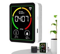 Medidor De Humedad Digital - Detector De Gas | Detector De Calidad De Aire, Este Monitor Ambiental Para Interiores 3 En 1 Está Equipado Con Detectores De Dióxido De Carbono, Sensor De Temperatu