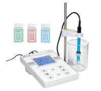 Medidor de pH de sobremesa, rango de 0 a 14 pH, kit de prueba de laboratorio con pantalla retroiluminada de gran tamaño, soluciones de calibración, adaptador de corriente, almacena hasta 50 lecturas, 