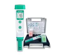 Medidor de pH PH20 de Apera Instruments, medidor de bolsillo (precisión ± 0,1 pH, rango de medición pH 0-14, resistente al agua, indicador de temperatura) Juego con soluciones de calibración