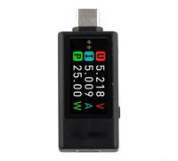Medidor de potencia USB C Tester con pantalla IPS para voltaje Capacidad de corriente Temp para pd para qc3.0 para cargador Cable Bank Monitor 40x20mm (negro)