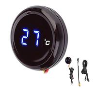 Medidor de temperatura del agua para motocicleta, termómetro digital redondo universal para motocicleta, medidor de temperatura, medidor de temperatura del agua ultrafino(azul)