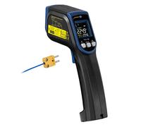 Medidor de temperatura laser con indicación de temperatura, humedad del aire y temperatura del punto de rocío / Alarma visual / Iluminación de fondo / Desconexión automática / PCE Instruments