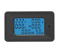 Medidor de voltaje CA 6 en 1, medidor digital de corriente, mide 110 V - 250 V, 20 A, factor de potencia, kWh y frecuencia, con pantalla retroiluminada para la monitorización de la