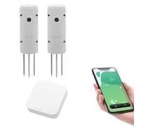 Medidor inalámbrico de humedad del suelo, probador temperatura y, Monitor plantas, Detector impermeable IP67 for plantación jardines,Monitoreo preciso(2 Tester and Gateway)