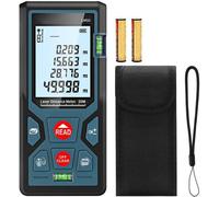Medidor láser de alta precisión ±2 mm. Medición de distancia digital. Pantalla LCD grande. Resistente al agua. Rango de medición hasta 50 metros. Permite seleccionar 6 unidades de medida