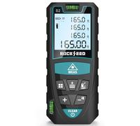 Medidor Láser,RockSeed Medidor de Distancia Láser Digital con 2 Niveles de Burbuja,Telémetro Láser Portátil con LCD Retroiluminado Unidad M/in/Ft y Medición de Distancia/Area/Volumen/Pitagórico