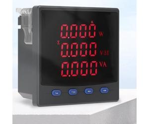 Medidor trifásico inteligente de 72 x 72 mm con precisión de 0.5S, pantalla LED, salida de pulso, parámetros programables y conectividad RTU
