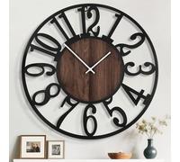Mee 2ou Reloj de Pared Grande 100cm, Estilo Vintage Moderno, Metal y Madera, Movimiento de Paso con Tic-TAC Suave, Diseño Decorativo para Salón, Cocina, Oficina o Comedor
