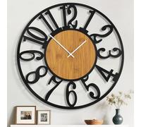 Mee 2ou Reloj de Pared Grande 100cm, Estilo Vintage Moderno, Metal y Madera, Movimiento de Paso con Tic-TAC Suave, Diseño Decorativo para Salón, Cocina, Oficina o Comedor