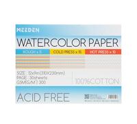 MEEDEN Bloc de papel de acuarela - 3 texturas, 100% algodón, 30 hojas, 300 g/m², papel de arte sin ácidos, para acuarela, gouache, tinta y más, 23 × 30 cm
