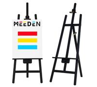 MEEDEN Caballete de madera para pintura: caballete básico de marco en A negro para artistas - sostiene lienzos de hasta 122 cm