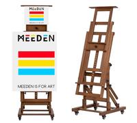 MEEDEN Caballete de pintura artística extragrande: caballete de artista de madera de haya maciza, caballete profesional de estudio resistente para adultos, soporte de piso con marco en H móvil para