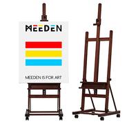 MEEDEN Caballete de pintura de artista, sostiene lienzo de hasta 48 pulgadas, soporte de caballete de pintura de madera de haya artística, caballete de piso ajustable con marco en H con ruedas