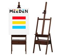 MEEDEN Caballete Estudio Tipo H con Cajón - Ajustable (150-190cm) de Haya Sólida para Artistas, Soporta Lienzos hasta 92cm - Nogal