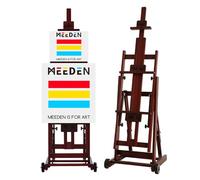 MEEDEN Caballette de Artista: Caballete de Madera de Haya Maciza con Ruedas - Caballete de Pintura para Adultos - Soporta Arte en Lienzo de hasta 195cm - Nogal