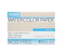 MEEDEN Cuaderno de papel acuarela: 20 hojas de cuaderno acuarela 38 x 26 cm, 100% algodón, 300 g/m², bloque de papel acuarela sin ácidos, para acuarela gouache, tinta de grano