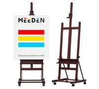 MEEDEN Grande Caballete Pintura de Madera: Regulable 190-370 cm H,Sujeta lienzos de hasta 236 cm, Profesional Caballete de Estudio con Bandeja y las Ruedas