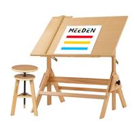 MEEDEN Juego de Mesa de Dibujo y Taburete de Madera, Taburete de Artista y Mesa de Manualidades con Altura Ajustable, Mesa inclinable para Obras de Arte, diseño gráfico, Lectura, Escritura