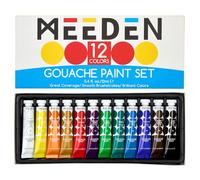 MEEDEN Juego de Pintura de Gouache - No Tóxico 12 x 12ml / 0.4oz Tubos de Gouache a Base de Agua Pinturas para Lienzo y Papel - Suministros de Arte para Artista, Adultos, Niños, Principiantes