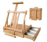 MEEDEN Studio Sketchbox Caballete de mesa con cajón forrado de metal - Caballete de mesa de madera de haya maciza ajustable y caballete de dibujo