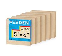 MEEDEN Tablero de lienzo de madera sin acabar: 3/4 pulgadas de profundidad, 5 x 5 pulgadas, paquete de 6 paneles de madera en blanco para pintar