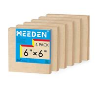 MEEDEN Tablero de lienzo de madera sin acabar: 3/4 pulgadas de profundidad, 6 x 6 pulgadas, paquete de 6 paneles de madera en blanco para pintar