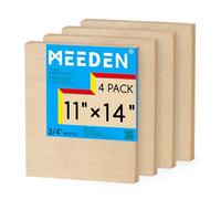MEEDEN Tablero de lienzo de madera sin acabar: 3/4 pulgadas de profundidad de 11 x 14 pulgadas, paquete de 4 paneles de madera en blanco para pintar