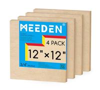 MEEDEN Tablero de lienzo de madera sin acabar: 3/4 pulgadas de profundidad de 12 x 12 pulgadas, paquete de 4, tablero de arte de madera en blanco para pintar