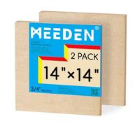 MEEDEN Tablero de lienzo de madera sin acabar: 3/4 pulgadas de profundidad de 14 x 14 pulgadas, paquete de 2 paneles de madera en blanco para pintar