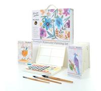 MEEDEN x Diane Antone - Juego de Pintura de Acuarela de Edición Limitada, Kit de Acuarela Portátil de 48 Colores con 3 Pinceles de Acuarela, Páginas para Colorear de Línea, Papel de Acuarela