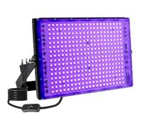 MEEKBOS Luz Negra UV 300W, Foco LED Ultravioleta 385-400nm IP65 Impermeable, Luz Fluorescente para Fiesta Glow, Halloween, Neón, Maquillaje Corporal, Decoración, Discoteca(Pack de 1)